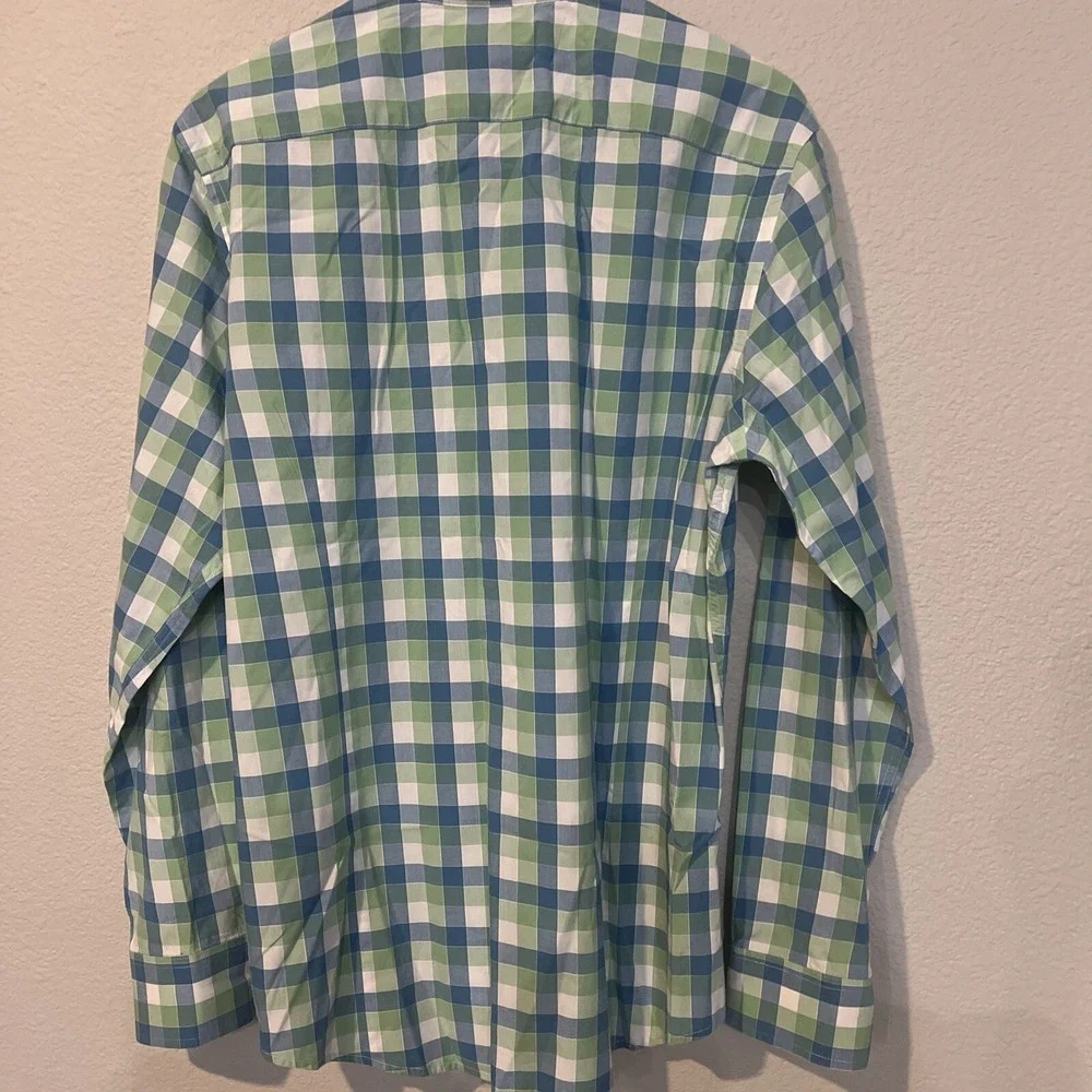 Banana Republic Mens Slim Fit L/S Button Dress Shirt LARGE BLUE Plaid